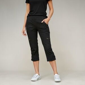 Wearables by XCVI Nadia Black Women's Cropped Utility Pants, L